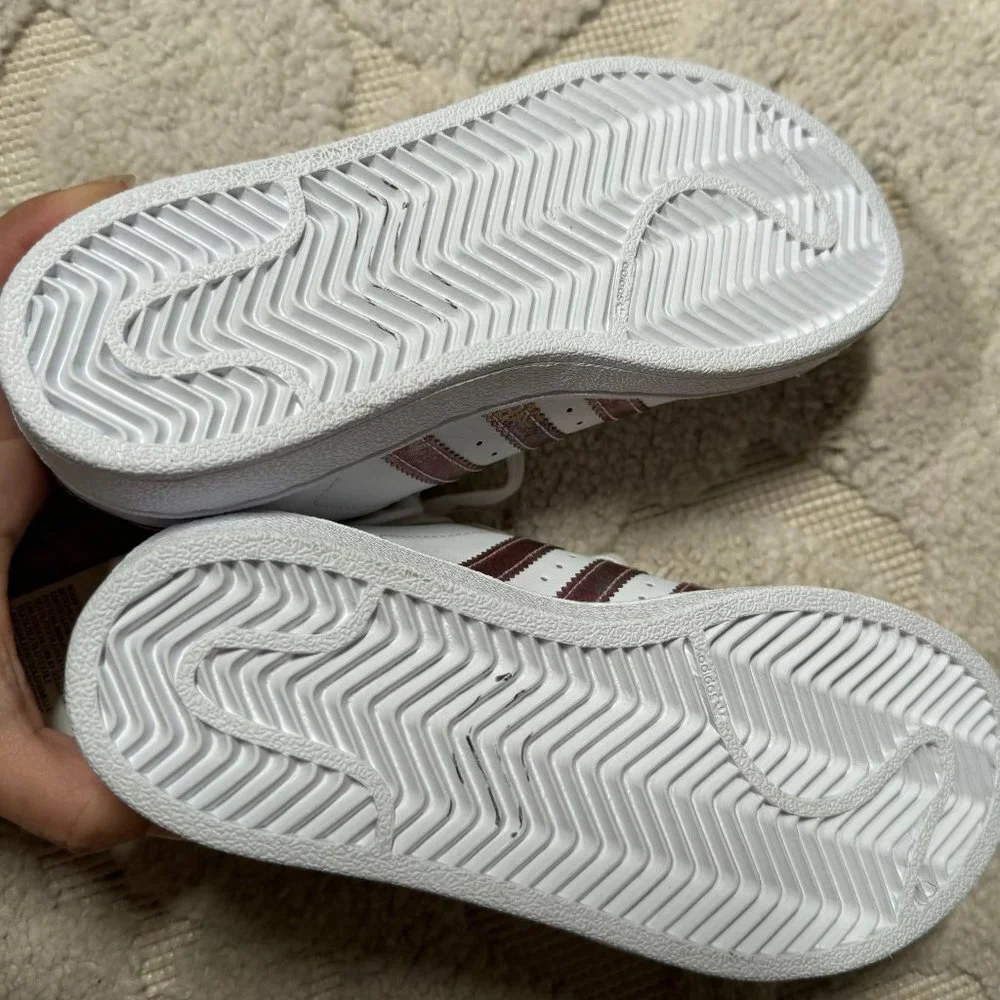 adidas ortholite girls pink shimmer Lace‎ Up Superstar Crib Sneaker Shoes NWT 13 - Picture 6 of 9